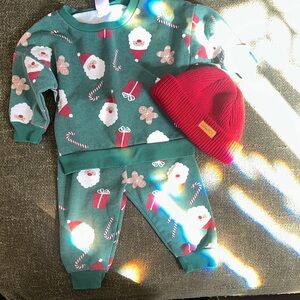 Festive Green and Red Kids Matching Set